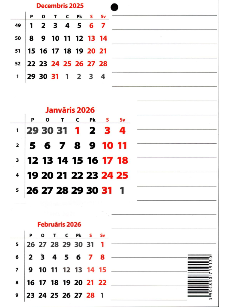 Kal. A5 Kalendāŗs ar magnētu bez bildēm1{IMAGE}