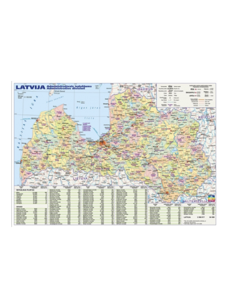 A3 Latvijas karte administratīvā/fizioģeogrāfiskā1{IMAGE}