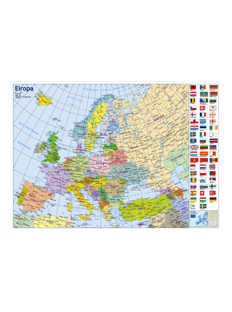 A3 Eiropas karte politiskā/fizioģeogrāfiskā1{IMAGE}